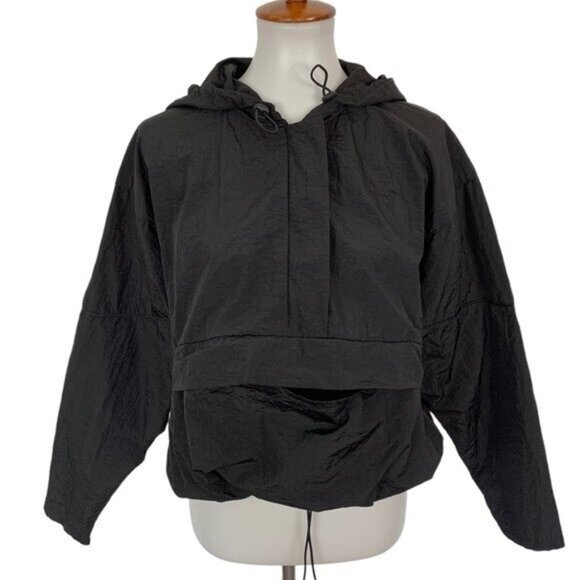 Favlux Black Lightweight Hooded Windbreaker Jacket Oversized Streetwear Large - Picture 2 of 6